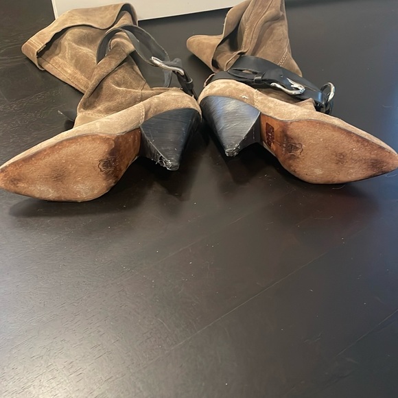 Isabel Marant tan suede black harness booties 37 - Picture 9 of 9